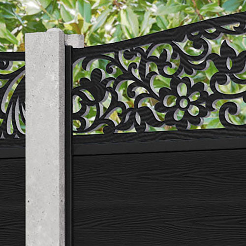 Classic Eden Curved Top Fence Panel - Black - for existing concrete posts