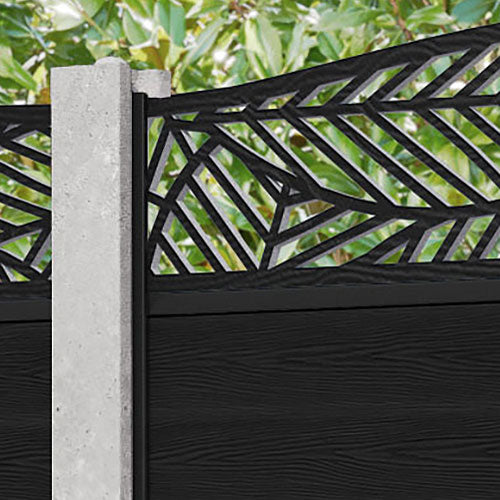 Classic Habitat Curved Top Fence Panel - Black - for existing concrete posts