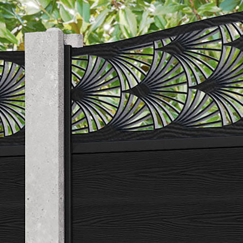 Classic Laurel Curved Top Fence Panel - Black - for existing concrete posts
