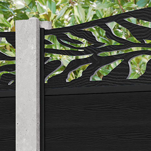 Classic Malawi Curved Top Fence Panel - Black - for existing concrete posts