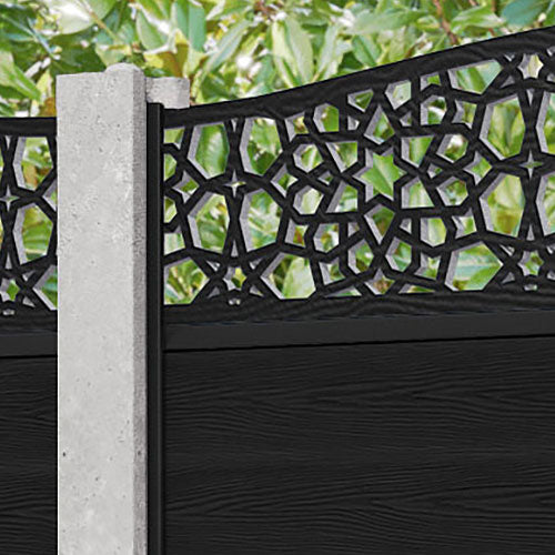 Classic Nazira Curved Top Fence Panel - Black - for existing concrete posts