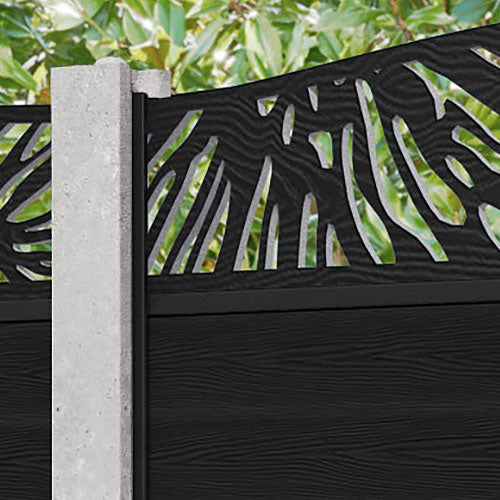 Classic Poppy Curved Top Fence Panel - Black - for existing concrete posts