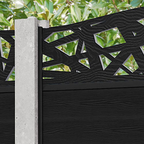 Classic Prism Curved Top Fence Panel - Black - for existing concrete posts