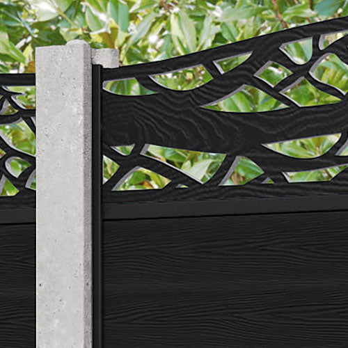 Classic Twilight Curved Top Fence Panel - Black - for existing concrete posts