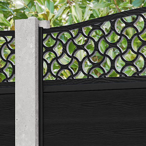Classic Vida Curved Top Fence Panel - Black - for existing concrete posts