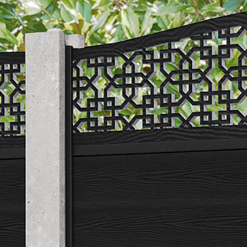 Classic Windsor Fence Panel - Black - for existing concrete posts