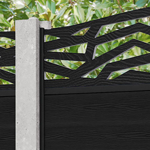 Classic Zenith Curved Top Fence Panel - Black - for existing concrete posts