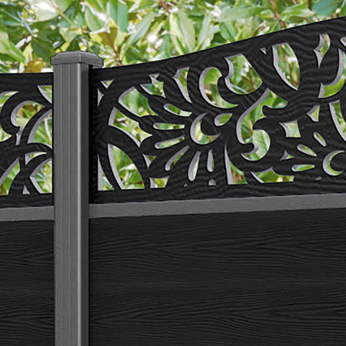 Classic Heritage Curved Top Fence Panel - Black - with our aluminium posts