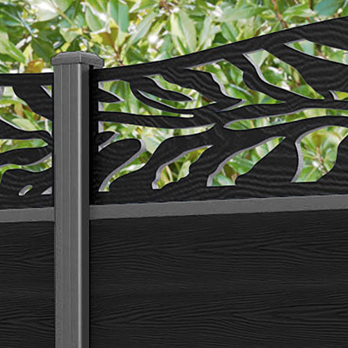 Classic Malawi Curved Top Fence Panel - Black - with our aluminium posts