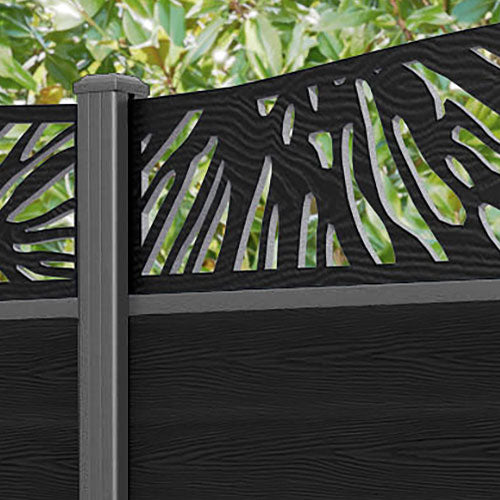 Classic Poppy Curved Top Fence Panel - Black - with our aluminium posts