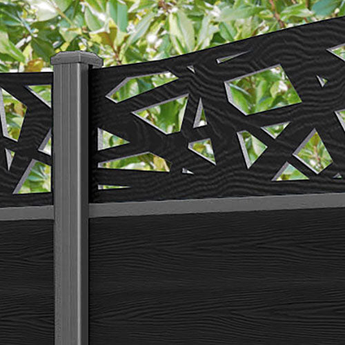 Classic Prism Curved Top Fence Panel - Black - with our aluminium posts