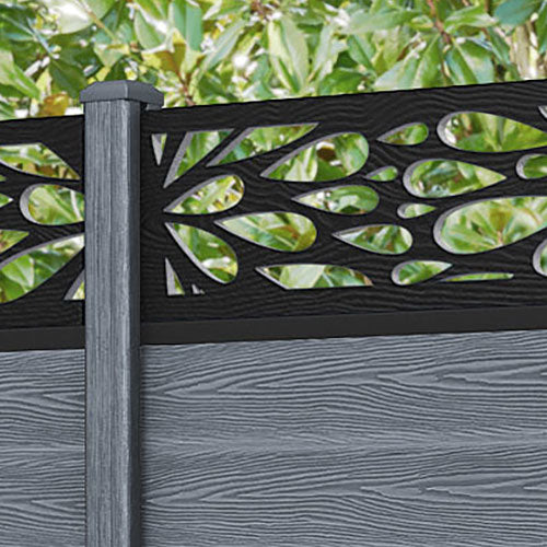Classic Blossom Fence Panel - Anthracite - with our composite posts