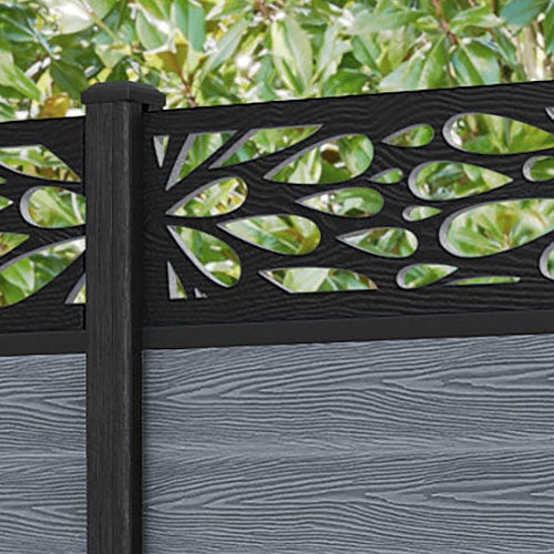 Classic Blossom Fence Panel - Anthracite - with our composite posts