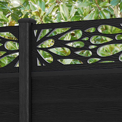 Classic Blossom Fence Panel - Black - with our composite posts
