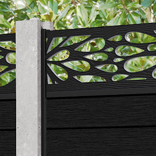Fusion Blossom Fence Panel - Black - for existing concrete posts