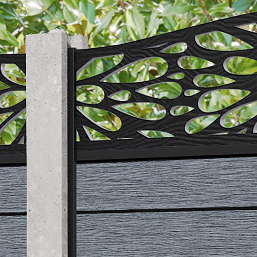Fusion Blossom Curved Top Fence Panel - Anthracite - for existing concrete posts