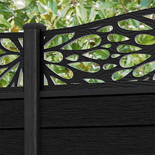 Fusion Blossom Curved Top Fence Panel - Black - with our composite posts