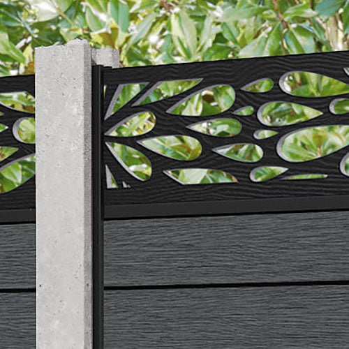 Fusion Blossom Fence Panel - Dark Grey - for existing concrete posts