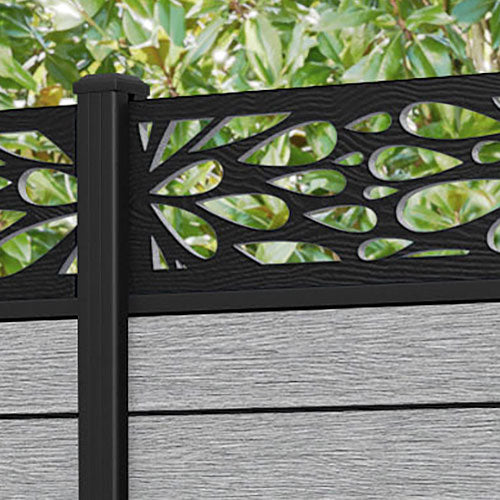 Fusion Blossom Fence Panel - Light Grey - with our aluminium posts