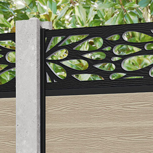 Classic Blossom Fence Panel - Light Oak - for existing concrete posts