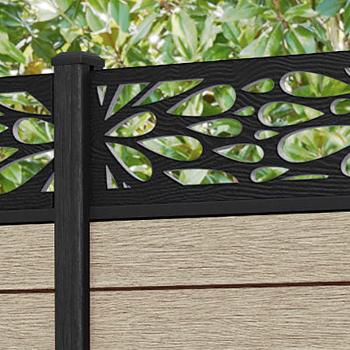Fusion Blossom Fence Panel - Light Oak - with our composite posts