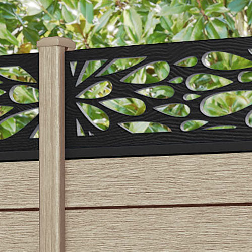 Fusion Blossom Fence Panel - Light Oak - with our composite posts