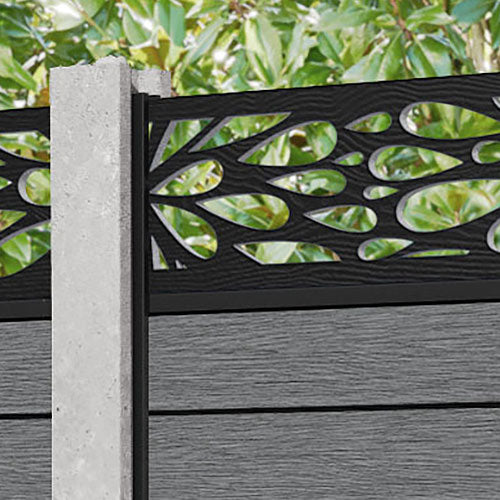Fusion Blossom Fence Panel - Mid Grey - for existing concrete posts