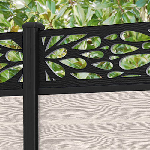 Classic Blossom Fence Panel - Mid Stone - with our aluminium posts