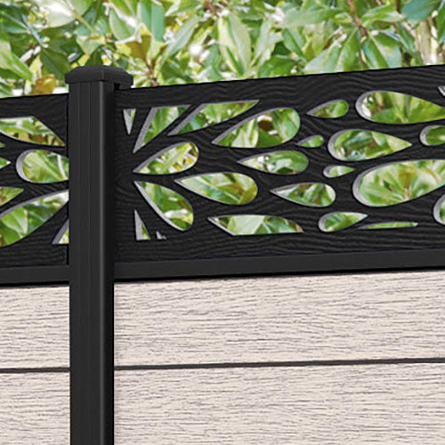 Fusion Blossom Fence Panel - Mid Stone - with our aluminium posts