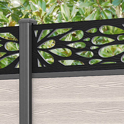 Classic Blossom Fence Panel - Mid Stone - with our aluminium posts