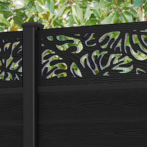 Classic Botanic Fence Panel - Black - with our aluminium posts