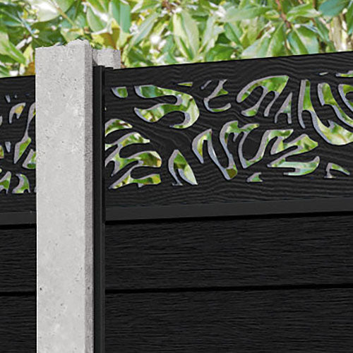Fusion Botanic Fence Panel - Black - for existing concrete posts