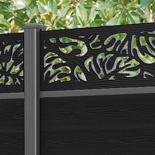 Classic Botanic Fence Panel - Black - with our aluminium posts