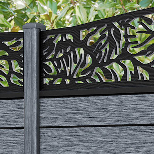 Fusion Botanic Curved Top Fence Panel - Anthracite - with our composite posts