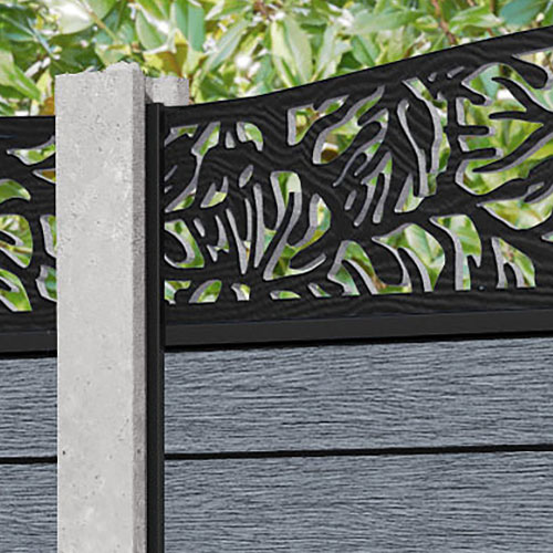 Fusion Botanic Curved Top Fence Panel - Anthracite - for existing concrete posts