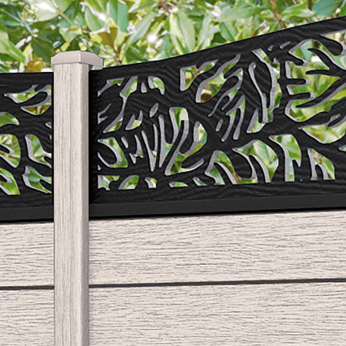 Fusion Botanic Curved Top Fence Panel - Mid Stone - with our composite posts
