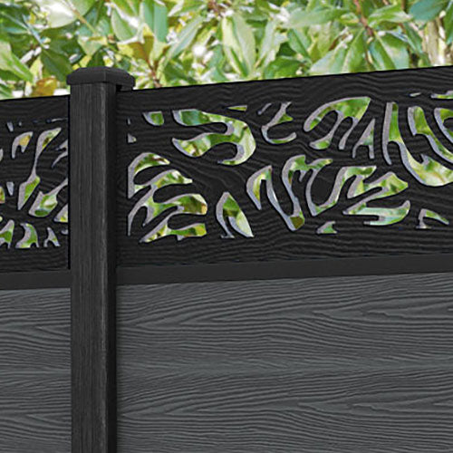 Classic Botanic Fence Panel - Dark Grey - with our composite posts
