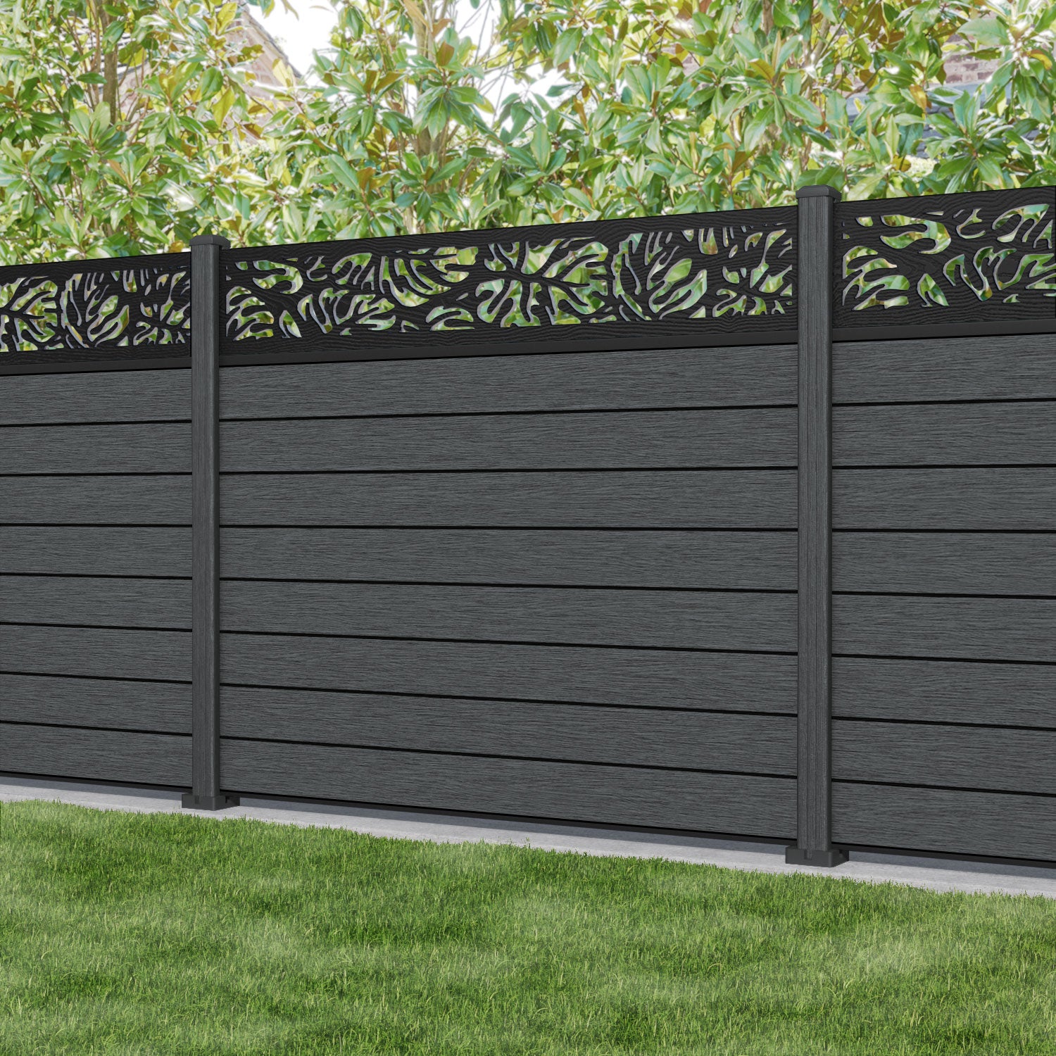 Fusion Botanic Fence Panel - Dark Grey - with our composite posts