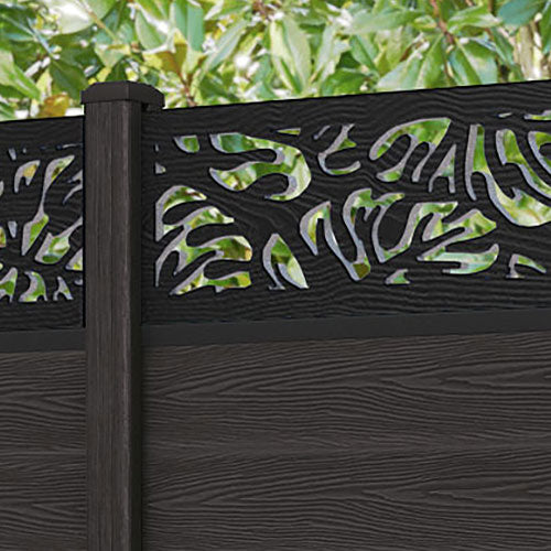 Classic Botanic Fence Panel - Dark Oak - with our composite posts