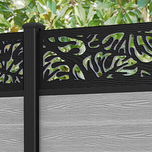 Classic Botanic Fence Panel - Light Grey - with our aluminium posts