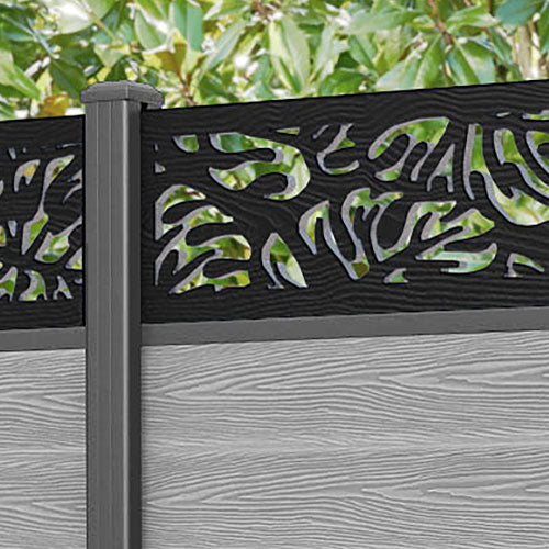 Classic Botanic Fence Panel - Light Grey - with our aluminium posts