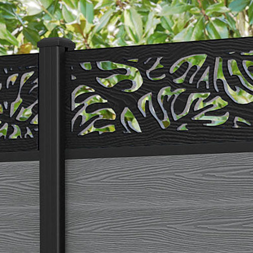Classic Botanic Fence Panel - Mid Grey - with our aluminium posts