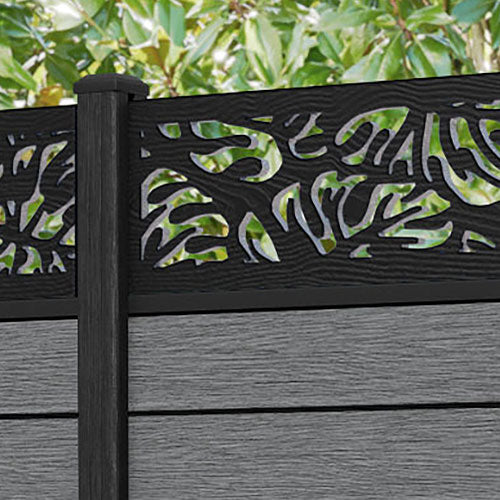 Fusion Botanic Fence Panel - Mid Grey - with our composite posts