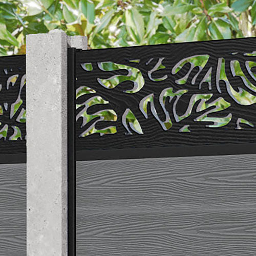 Classic Botanic Fence Panel - Mid Grey - for existing concrete posts