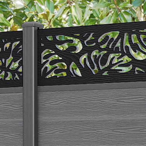 Classic Botanic Fence Panel - Mid Grey - with our aluminium posts
