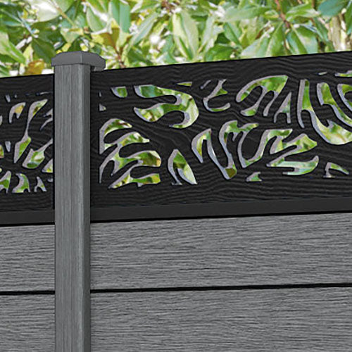 Fusion Botanic Fence Panel - Mid Grey - with our composite posts