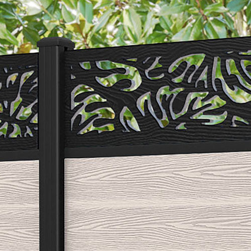 Classic Botanic Fence Panel - Mid Stone - with our aluminium posts