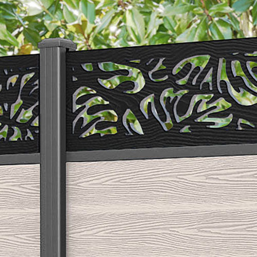 Classic Botanic Fence Panel - Mid Stone - with our aluminium posts