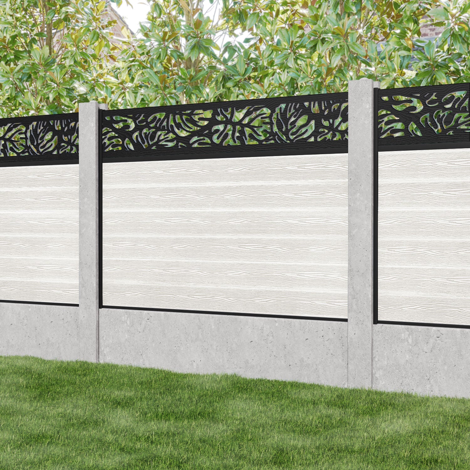 Classic Botanic Fence Panel - Light Stone - for existing concrete posts