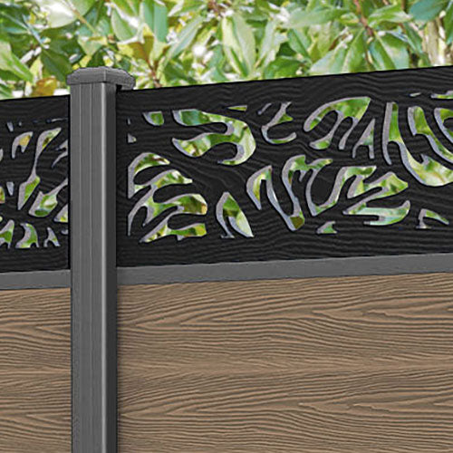 Classic Botanic Fence Panel - Teak - with our aluminium posts